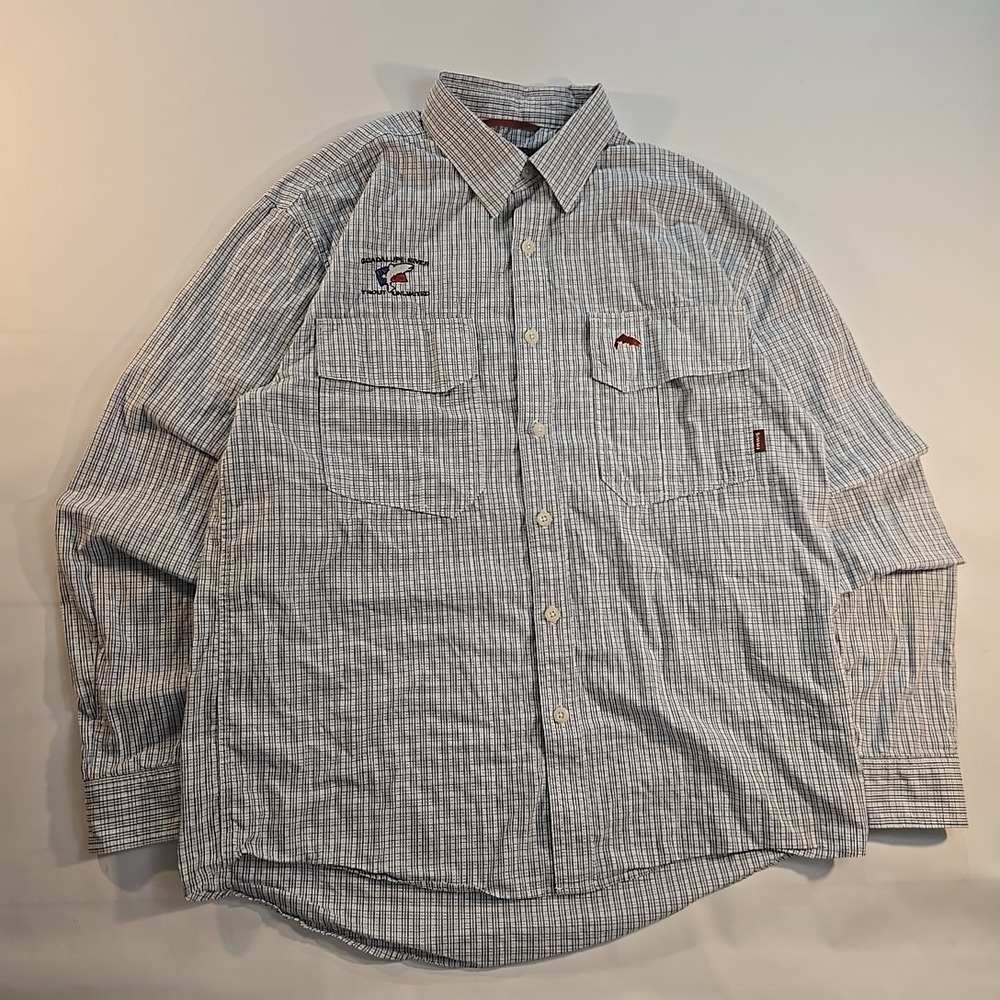 Simms Mens S Essex Fishing Shirt Plaid Blue White GRTU‎ UPF 30 3XDry Guad River